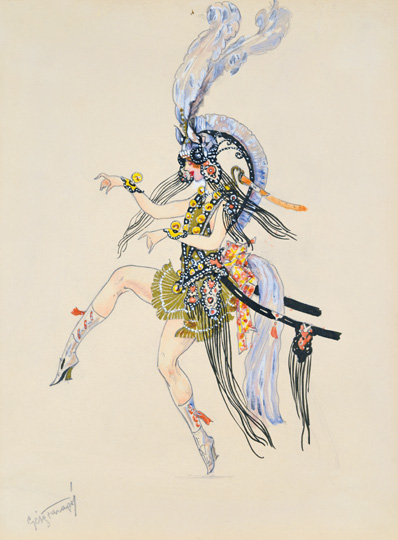 Faragó Géza (1877-1928) Costume design Pencil, gouache, gold paint, and ink on cardboard 34x25,5