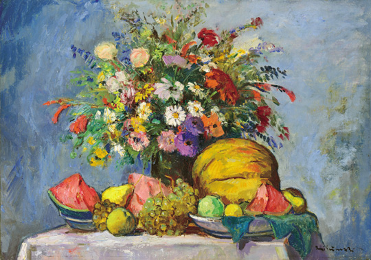 Iványi Grünwald Béla (1867-1940) Still life with fruits Oil on canvas 70x100 cm Signed bottom right:
