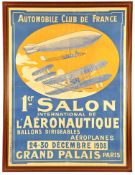 A rare original large French pre WW1 poster ‘Automobile Club De France’. Poster of the 1st