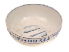 A large commemorative white china bowl. 19cm rim to rim, 9cm deep. Produced to celebrate the 100th