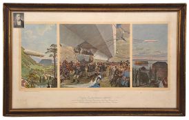 An interesting print in 3 panels, of various Zeppelins. A framed and ‘glazed’ (63cm x 39cm) colour