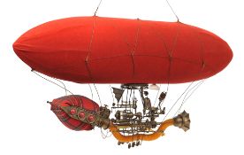 A superb museum quality handmade model of a Heath Robinson style airship. Full of “Wacky” detail