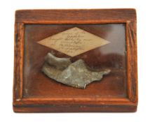 Memento of SL11. A small glazed wooden display case (12cm x 6cm x 7cm high), the glass being at