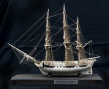 A French P.O.W. bone ship model of a 48 gun frigate of the Napoleonic period, overall measurement (