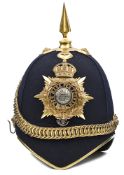 An Officers’ blue cloth spiked helmet, 1902-23, of The Royal Marines Light Infantry, gilt peak