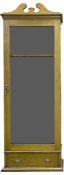 A good quality oak gun cupboard, 61” high, 22” wide, fully glazed door, drawer with brass drop