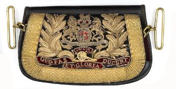 A Victorian Officers’ embroidered pouch of The Royal Regiment of Artillery, blue velvet with gilt