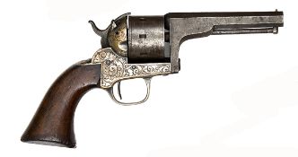 A scarce 7 shot.32” RF Moore’s Patent SA revolver, 9” overall, octagonal barrel 4”, stamped “D Moore