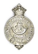 A Vic die struck WM pouch badge of the 3rd Sikhs, Punjab Frontier Force, with 2 short brass screw