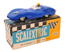 Scalextric Lister Jaguar. E1. In bright blue, RN 8 complete with driver. Example with lights. In a