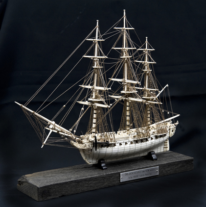 A superbly made bone model of a 48 gun frigate of the Napoleonic period, overall measurement (