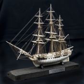 A superbly made bone model of a 48 gun frigate of the Napoleonic period, overall measurement (