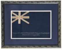 A souvenir of Trafalgar, being a fragment of silk in the form of a Union Flag mounted on blue
