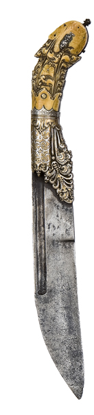 A late 18th Century Ceylonese knife Pia-Kaetta, heavy blade 7½”, of traditional form with deep