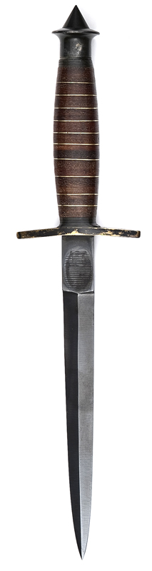 A British made U.S.A. V-42 type stiletto, blued blade 7”, marked “H.G. Long & Co, Cross Dagger.