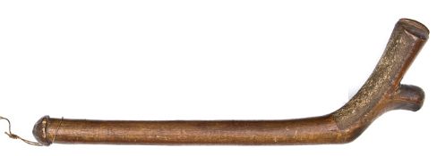 A Fiji wooden war club, Kiakavo, 29” overall, of hard wood, the rounded inner surface with roughened