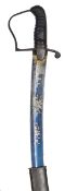 A 1796 pattern Light Cavalry officer’s sword, curved, fullered blade 30”, etched with trophies and