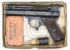 A good boxed .22” Webley Premier “E” series air pistol, batch number 948, with date (?) “10 71”,