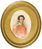 An oval miniature watercolour of Captain Alexander McCrae, 84th Regiment, dated June 23rd 1832