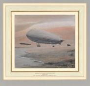 Original Watercolour “The Imperial German Navy Zeppelin LZ 12” – Norman Wilkinson. A lovely mounted,