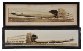 Two Panoramic Photographs of American Rigid Airships at the entrance to the Hangar at Lakehurst by