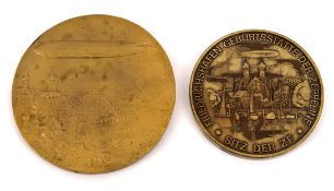A large 10cm gilt medallion. Inscribed ‘Graf Ferdinand von Zeppelin, 1838-1917, with head and