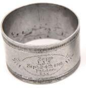 Destruction of L33 – Souvenir Napkin Ring. Aluminium alloy Napkin Ring (5cm diameter, 3cm high).