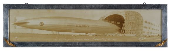 Aluminium framed panoramic photo by R. S. Clement. The picture (faded) is of the U.S. Navy’s airship