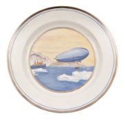 Kaiser Porcelain commemorative plate. Hand painted depiction of a rendezvous of Graf Zeppelin with a