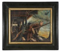 Original Oil on Canvas – 1915 LZ38 Gondola on Raid. Original, framed(68cmx58cm), oil on canvas