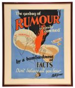 A framed poster ‘The Gasbag of Rumour’ etc 71x84cm. An original colour poster ‘The Gasbag of