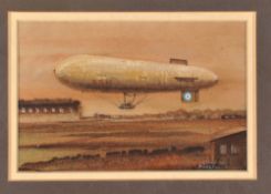 Original Watercolour “1st Mail Flight SSM1”. Framed, mounted and glazed watercolour (30cmx24cm)