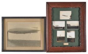 5 framed photographs of R101. A group of 5 photos, mounted, framed (27cm x 34cm) and glazed, each