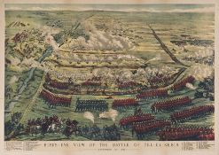 “Bird’s Eye View of the Battle of Tel-El-Kebir”, large contemporary coloured print showing