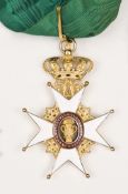 Sweden: Order of Vasa, fine gilt neck badge, no HMs visible, hinged crown suspender, EF, in a C.F.