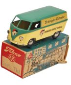 A rare Tekno Volkswagen type 2 delivery van. Example in mid green and pale yellow ‘Berlingske