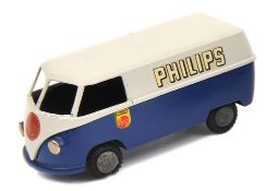 A rare Tekno Volkswagen type 2 delivery van. Example in light grey and blue ‘Philips’ livery. VGC