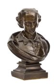 A 19th century head and shoulders bronze bust of William Shakespeare, 5½”, GC Plate 2