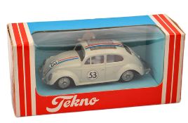 A rare Tekno Volkswagen Beetle saloon ‘Herbie’. In cream livery with red, white and blue racing