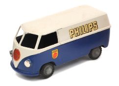 A rare Tekno Volkswagen type 2 delivery van. Example in light grey and blue ‘Philips’ livery. VGC