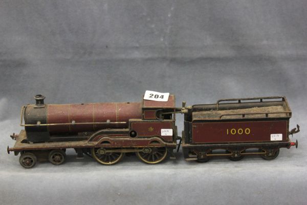 Burgundy Hornby O Gauge Engine with Tender