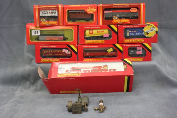 10 Boxed Hornby wagon including OO Gauge Hornby Breakdown Crane set, 2 Triang Hornby trucks etc