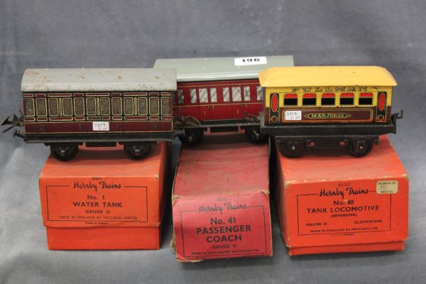 3 Boxed Hornby O Gauge Coaches (2 incorrectly boxed) including Pullman Marjorie, No. 41 Passenger