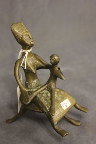 A Bronze Statue of a Mother and Child, possibly African