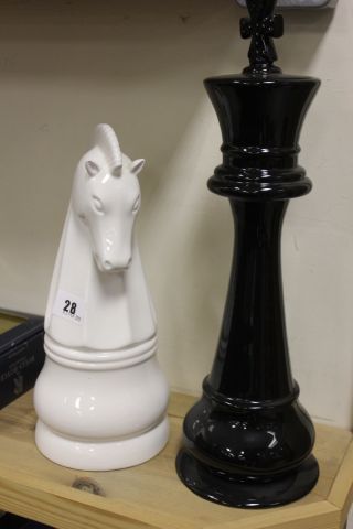 Two Large Ceramic Chess Pieces