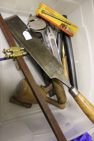 Two Antique Saws - Botham & Co and Fitzwilliam of London, a Stanley No 70 Adjustable Box Scraper,