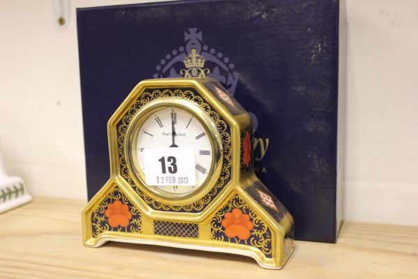 A Royal Crown Derby `Old Imari` Clock, boxed