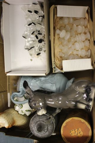 A Box of Chess Pieces, China etc