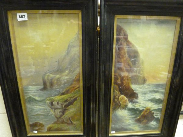 A Pair of Victorian oil on Canvasses of Coastal Scenes initialled N.E.