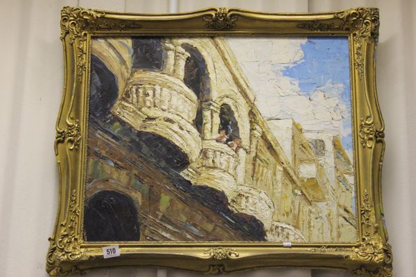 An Oil on Board Impressionist View of Venice